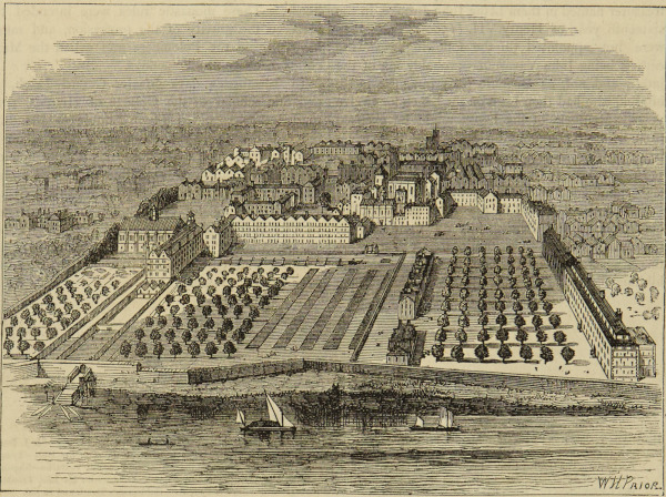 View of the Temple showing the enclosed Middle Temple Garden to the left, 1677 (MT/19/D/D8/2)