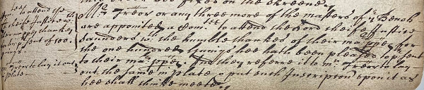 Entry in the Minutes of Parliament referring to a gift of £100 from Sir Edmund Saunders, 26 January 1682/83 (MT/1/MPA/6). 