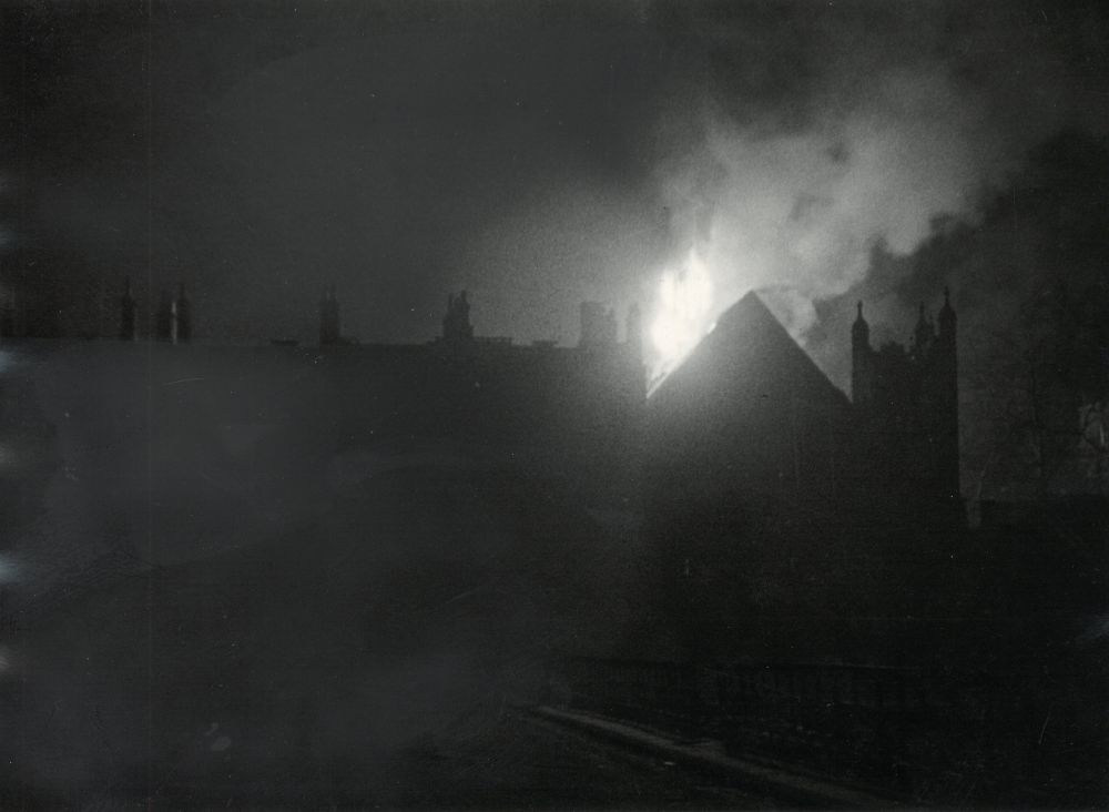  Photograph of the burning roof of Middle Temple Hall, March 1944 (MT/19/PHO/4/1/6)