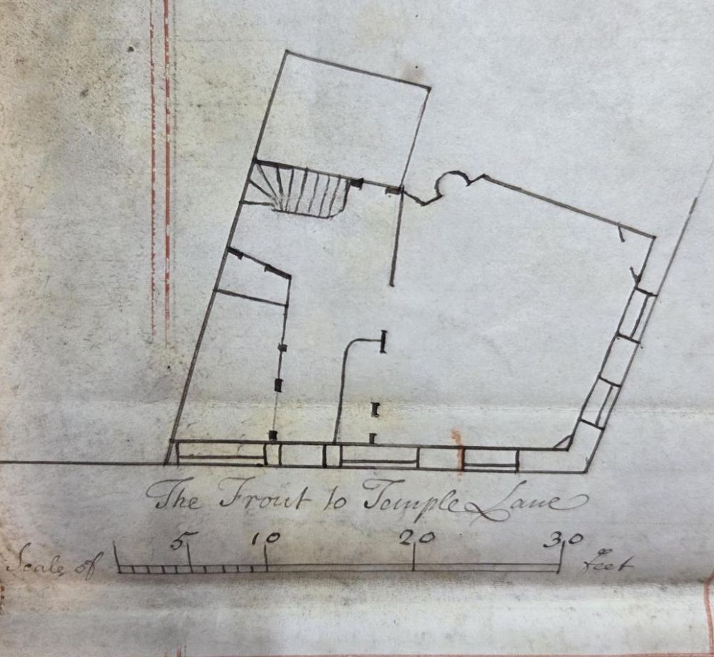 Earliest surviving internal floor plan of a chamber at the Middle Temple in the Archive, 1744 (MT/4/1/2/6/44)