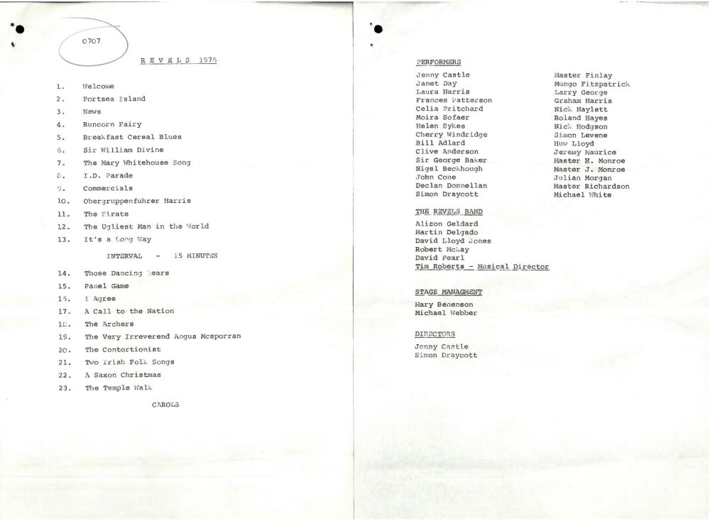 Programme for the 1976 Revels (MT/7/REV/19)