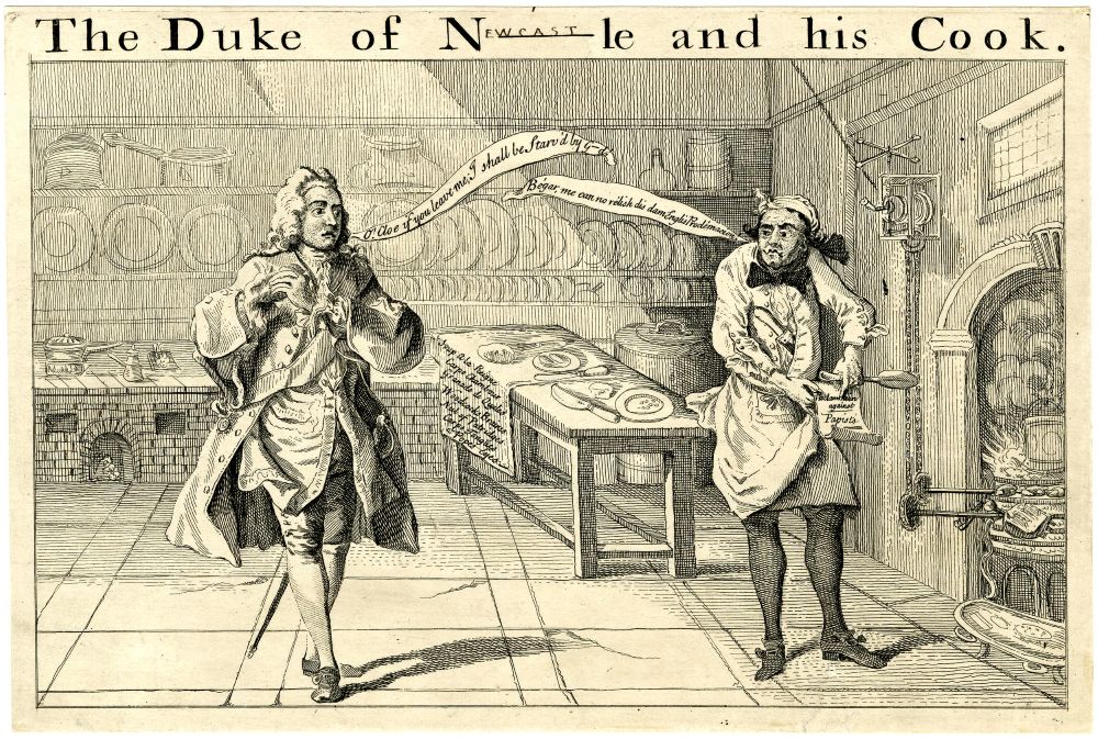 The Duke of Newcastle and his Cook showing a contemporary kitchen, 1746 © The Trustees of the British Museum