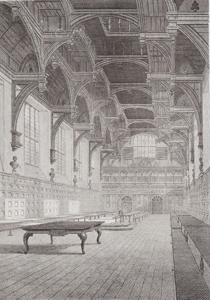 Print of the interior of Middle Temple Hall, 15 May 1804 (MT/19/ILL/D/D2/0)