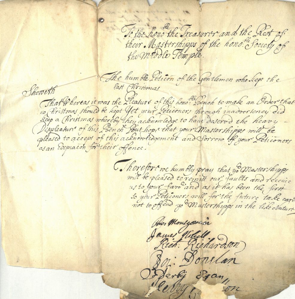 Petition submitted by Thomas Montgomery and the Christmas gaming party pleading for clemency, c.1684 (MT/21/1/117/3/10)