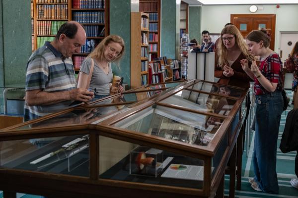 Visitors enjoying the library