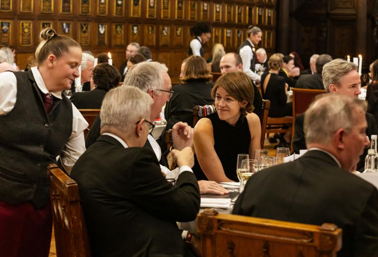 Lively conversation at dinner