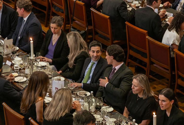 Chatting over a three course meal