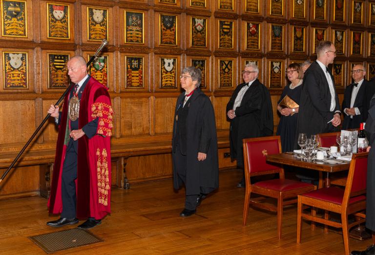Dame Eleanor Sharpston DCMG KC entering Hall