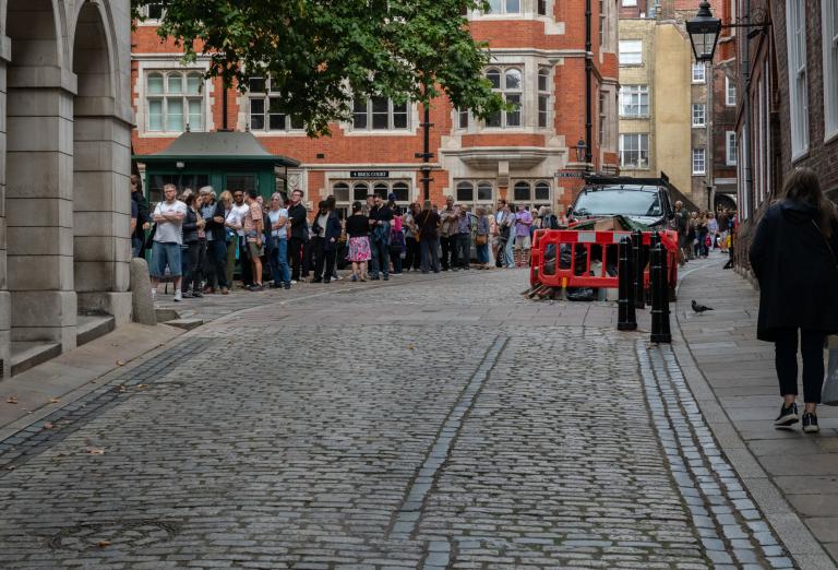 Visitors queueing up outside