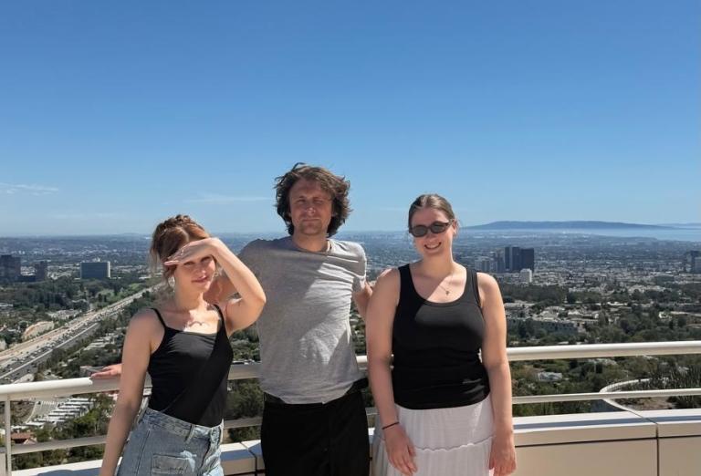 Carmen Walshe, Ben Savill and Angelina Freeman head to the Getty Center